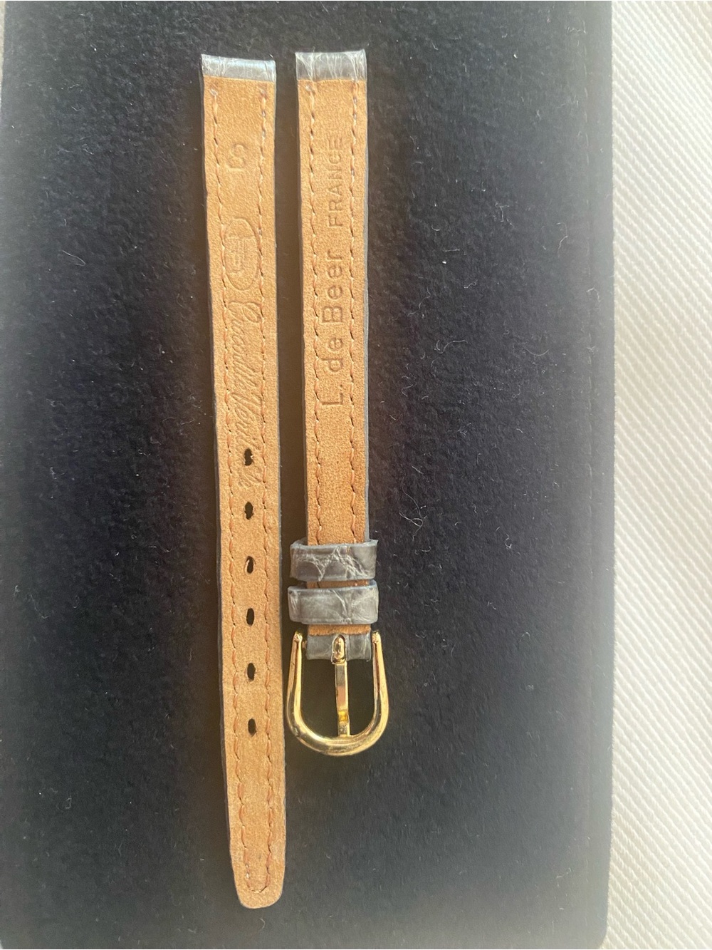 Vintage L. De Beer Classic Tan Leather Watch Strap with Gold Buckle 8mm